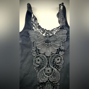 Top- Black Lace Embellished Tank